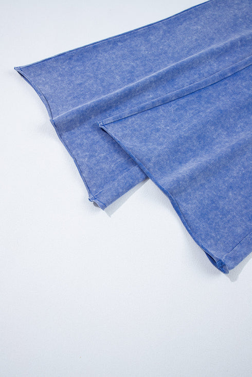 Acid Wash Star Applique Rolled Trim Pants Set