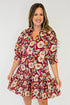 Floral Print Half Sleeve Short Shift Dress