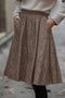 Detailed Pure Polyester Textured Pleated Midi Skirt