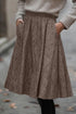 Detailed Pure Polyester Textured Pleated Midi Skirt