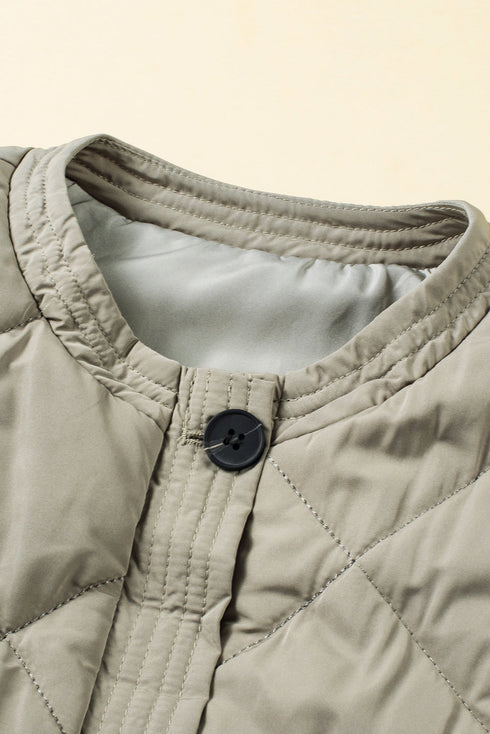 Solid Color Quilted Longline Outerwear Pocket Vest