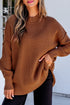 Modern Ribbed Knit Stand Neck Long Sleeve Sweater