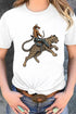 Cowboy Riding Cheetah Graphic Round Neck Tee