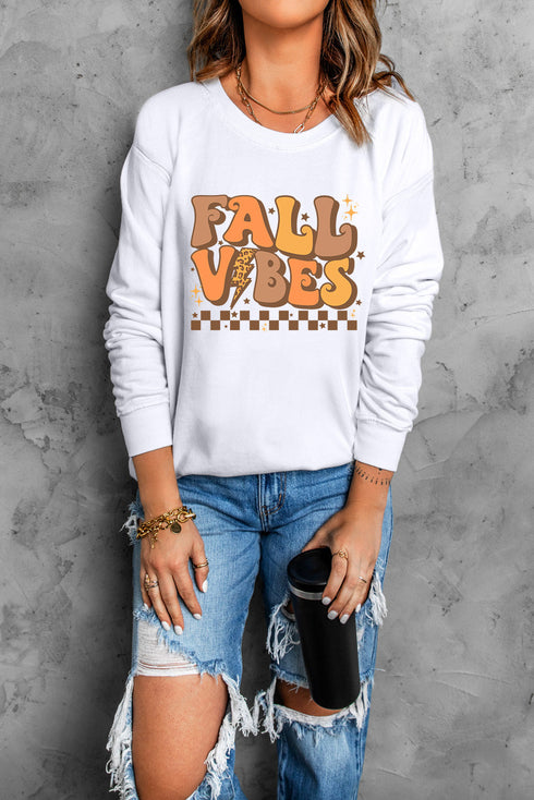 Retro Lettering Graphic Crew Neck Pullover Sweatshirt