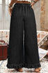 Elastic Waist Ruffled Wide Leg Denim Pants