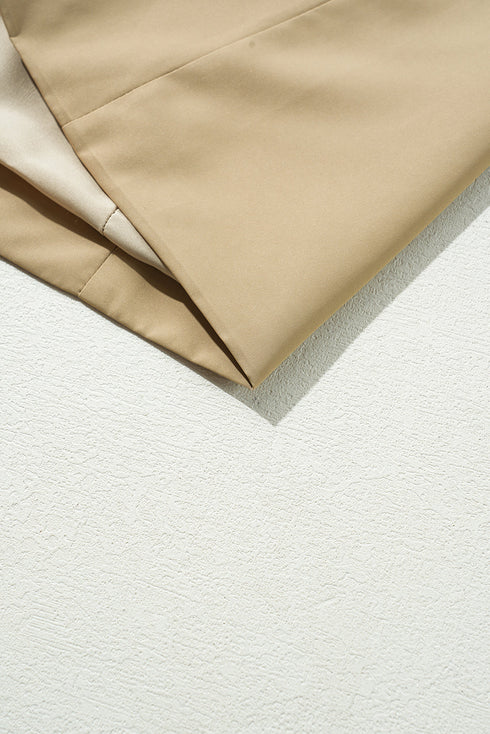 Modern Solid Lapel Collar Waist Tie Wind Coat