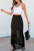 Asymmetric Polka Dot Sheer Lace Patchwork Maxi Skirt