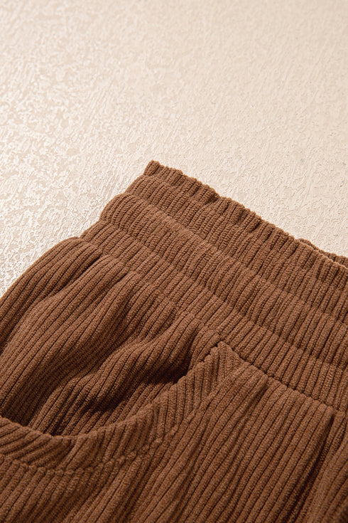 Corduroy Elastic Waist Drawstring Utility Cargo Pants