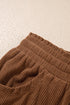 Polyester Corduroy Elastic Waist Drawstring Cargo Pants