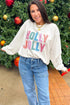 Applique Slogan Round Neck Long Sleeve Sweatshirt