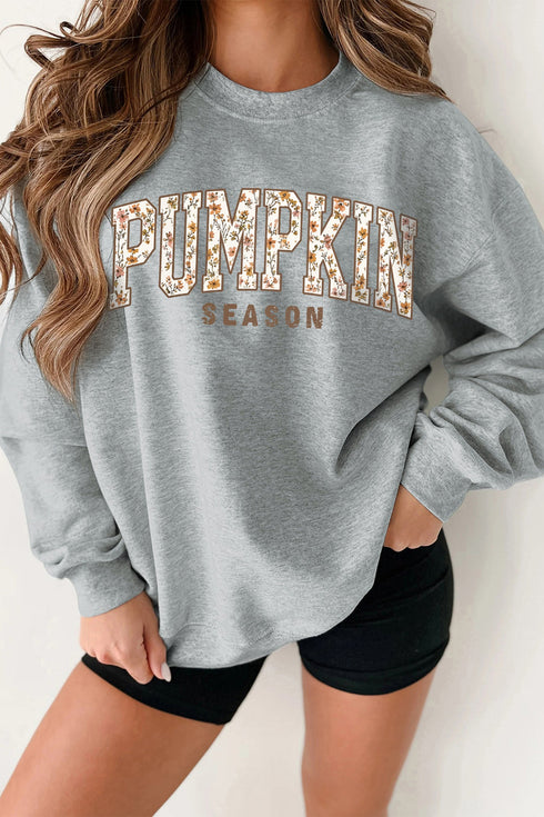 Polyester Cotton Pumpkin Graphic Oversized Pullover Sweatshirt