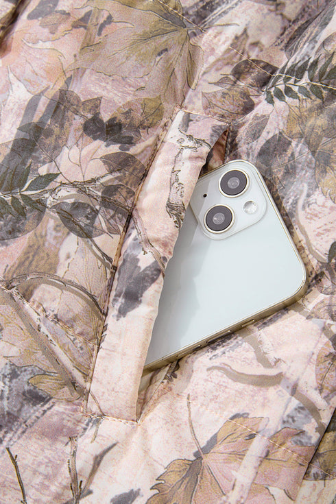 Camouflage Leaf Print Quilted Puffer Layering Vest