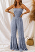 Floral Print Thin Strap Smocked Bodice Wide Leg Jumpsuit