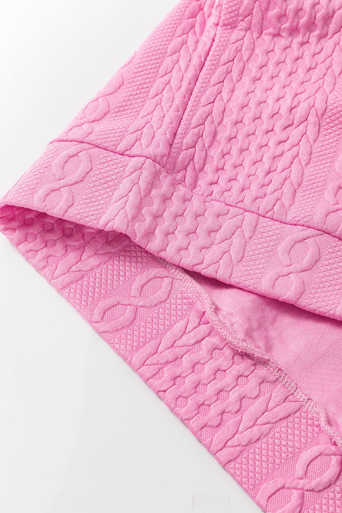 Exclusive Cable Knit Textured Two Piece Short Sets
