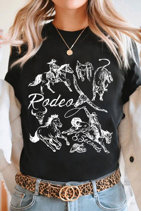 Polyester Rodeo 8 Seconds Western Graphic Tee
