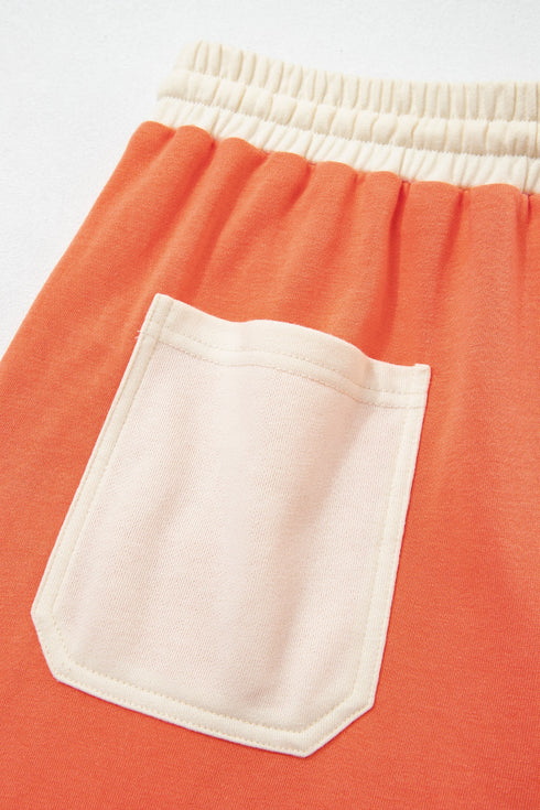 Raw Seam Paneled Wide Leg Ankle Length Pants