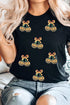 Sequin Pumpkin Cherry Graphic Round Neck Tee
