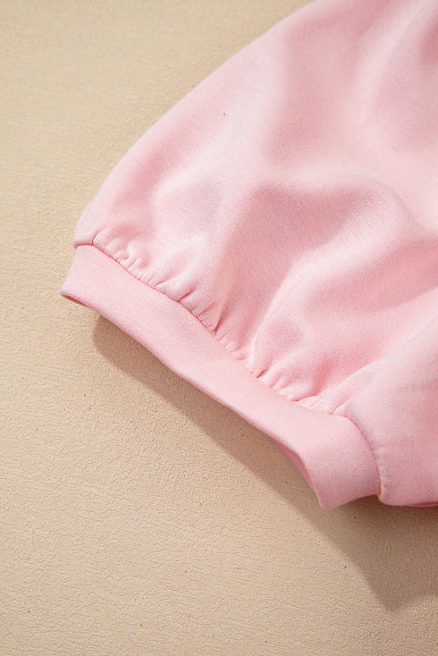 Puff Sleeve Pearl Embellished Scallop Trim Two Piece Dress