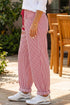 Striped Pattern Drawstring Detail Loose Fit Pants