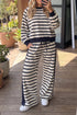 Striped Panel Detail Relaxed Long Sleeve Drawstring Pant Set