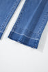 High Rise Straight Loose Raw Hem Cuffed Jeans