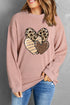 Textured Heart Graphic Drop Shoulder Crew Neck Sweatshirt