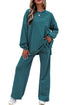 Striped Dropped Shoulder Long Sleeve Top Elastic Waist Pants Two Piece Pant Set