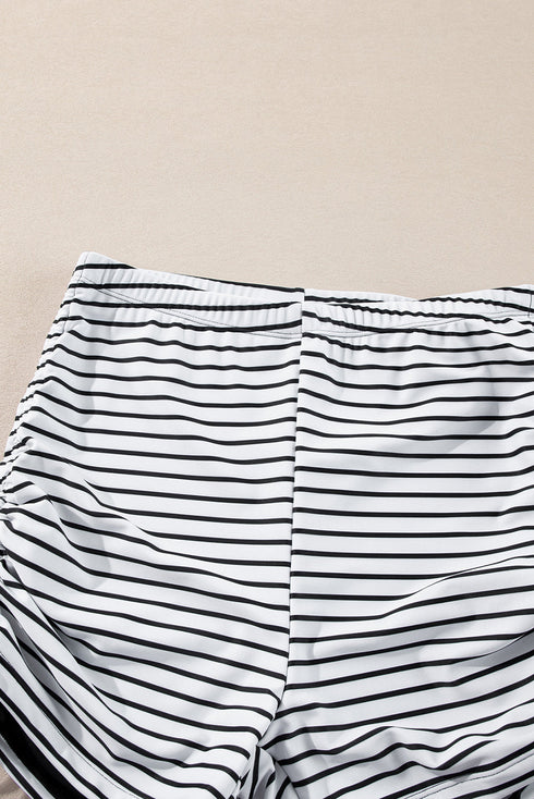 Blouson Square Neck Ruched Side Tie Tankini Set