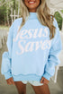 Jesus Saves Slogan Print Mock Neck Baggy Sweatshirt