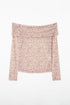 Leopard Print Foldover Off Shoulder Sheer Long Sleeve Mesh Top