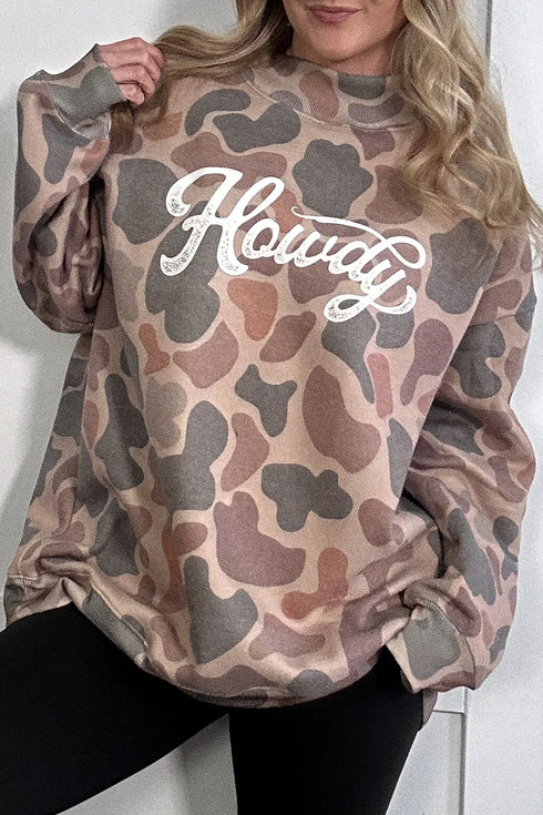 Camo Howdy Western Style Pullover Sweatshirt
