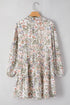 Floral Print Tie Frilled Shir Mock Neck Mini Dress