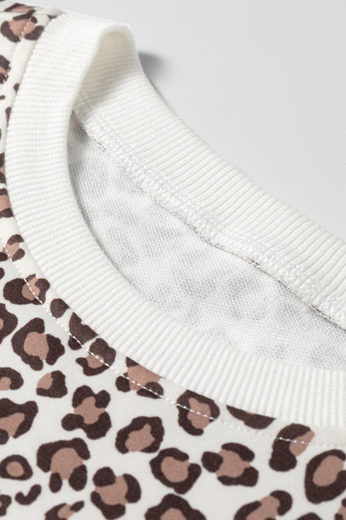 Coordinated Leopard Print Embroidery Details Pant Set