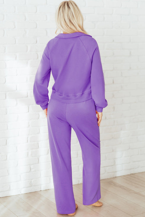 Active Collared Pullover And Central Seam Pant Set