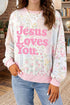 Jesus Loves You Floral Patchwork Pullover Sweatshirt