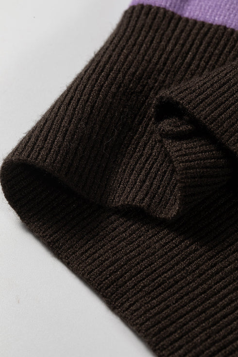 Stripe Embroidered Detail Drop Shoulder Pullover Sweater