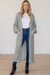 Striped Long Puff Sleeve Open Front Oversized Cardigan