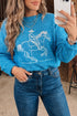 Acrylic Western Embroidery Drop Shoulder Pullover Sweater