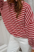 Striped Cutout Open Back Long Sleeve Loose Top