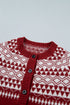 Geometric Print Button Front Long Sleeve Cardigan