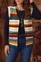 Striped Button Front Sleeveless Knit Regular Fit Sweater Vest