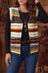 Striped Button Front Sleeveless Knit Regular Fit Sweater Vest