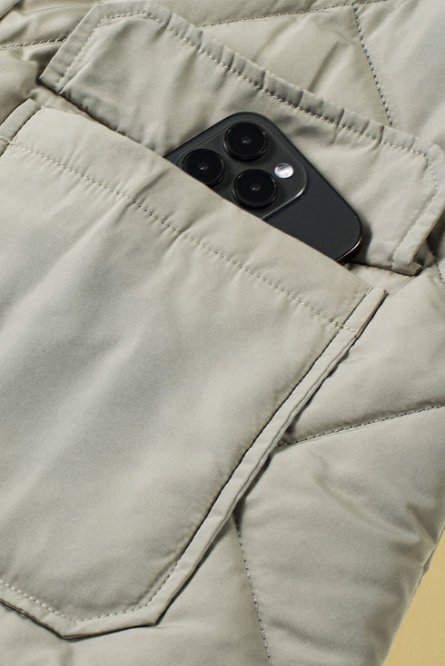 Solid Color Quilted Longline Outerwear Pocket Vest