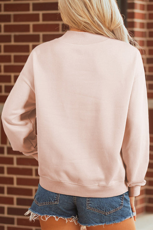 Polka Dot Game Day Slogan Baggy Mock Neck Sweatshirt