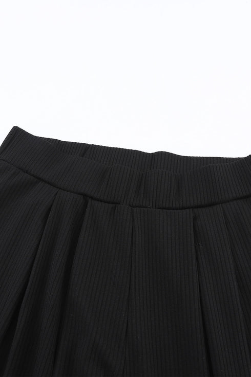 Minimalist Ribbed Crop Top And Long Pant Sets