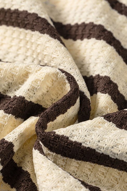 Striped Pattern Patchwork Ribbed Cuff Pullover Sweatshirt