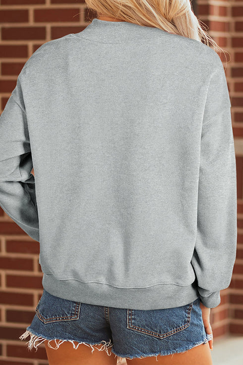 Oversize Pumpkin Print Mock Neck Graphic Sweatshirt