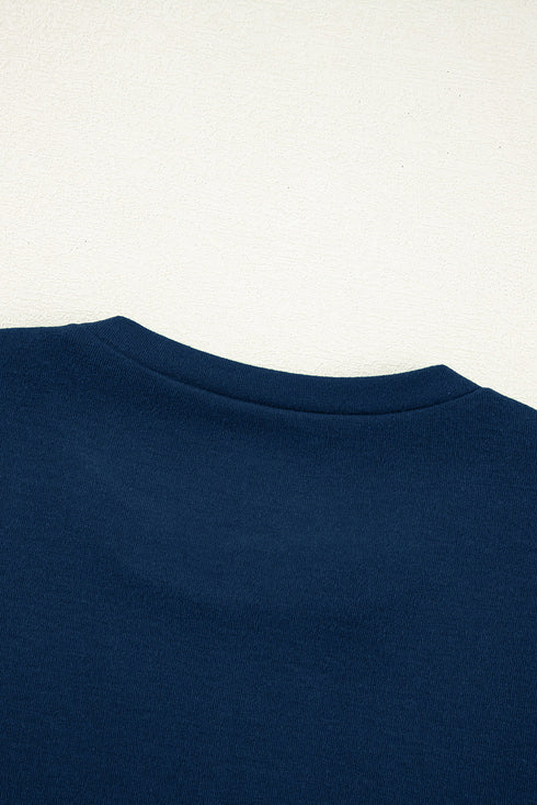 Exposed Seam Detail Crew Neck Long Sleeve Top