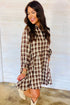 Southern Belle Plaid Long Sleeve Shift Mini Dress