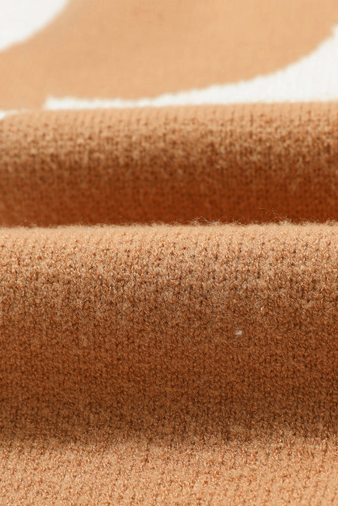 Abstract Floral Print Mock Neck Knit Sweater